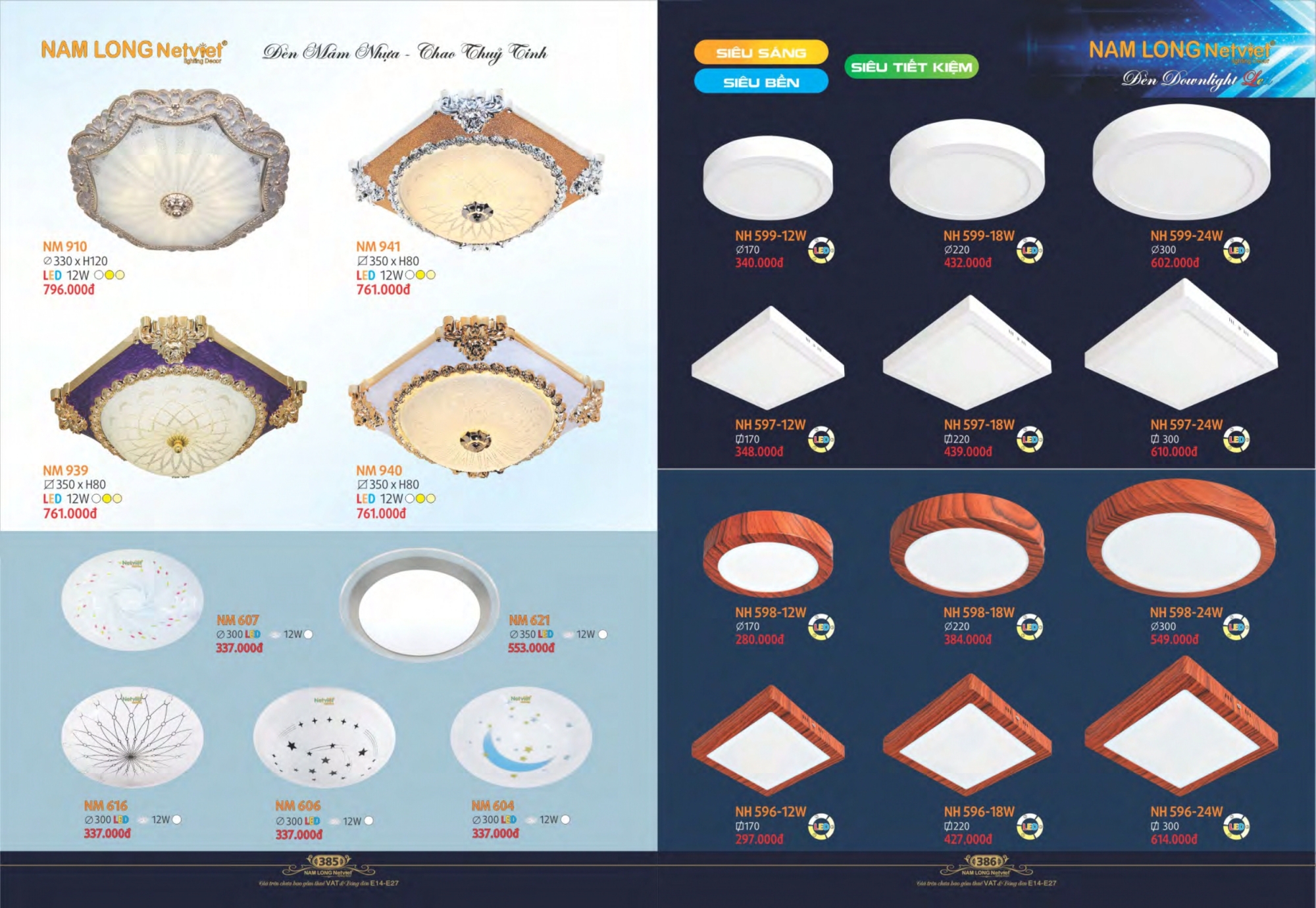 Bảng giá đèn trang trí Nam Long